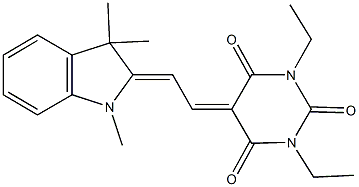 1,3-diethyl-5-[2-(1,3,3-trimethyl-1,3-dihydro-2H-indol-2-ylidene)ethylidene]-2,4,6(1H,3H,5H)-pyrimidinetrione 化学構造式