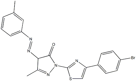 2-[4-(4-bromophenyl)-1,3-thiazol-2-yl]-5-methyl-4-[(3-methylphenyl)diazenyl]-2,4-dihydro-3H-pyrazol-3-one Structure