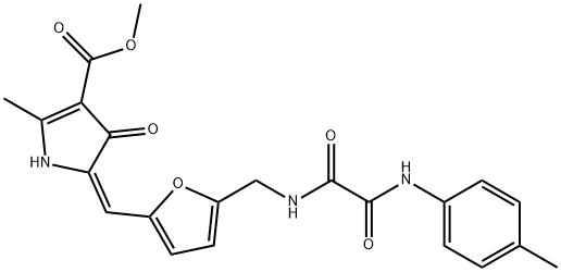 methyl 2-methyl-4-oxo-5-{[5-({[oxo(4-toluidino)acetyl]amino}methyl)-2-furyl]methylene}-4,5-dihydro-1H-pyrrole-3-carboxylate Struktur