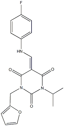 5-[(4-fluoroanilino)methylene]-1-(2-furylmethyl)-3-isopropyl-2,4,6(1H,3H,5H)-pyrimidinetrione Structure