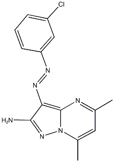 3-[(3-chlorophenyl)diazenyl]-5,7-dimethylpyrazolo[1,5-a]pyrimidin-2-amine Structure