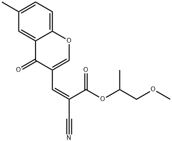 2-methoxy-1-methylethyl 2-cyano-3-(6-methyl-4-oxo-4H-chromen-3-yl)acrylate Struktur