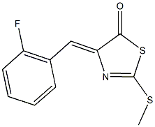 4-(2-fluorobenzylidene)-2-(methylsulfanyl)-1,3-thiazol-5(4H)-one Struktur