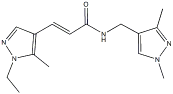 N-[(1,3-dimethyl-1H-pyrazol-4-yl)methyl]-3-(1-ethyl-5-methyl-1H-pyrazol-4-yl)acrylamide Struktur