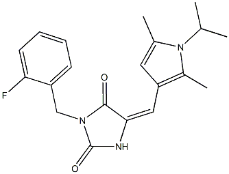 3-(2-fluorobenzyl)-5-[(1-isopropyl-2,5-dimethyl-1H-pyrrol-3-yl)methylene]-2,4-imidazolidinedione,1164463-58-4,结构式