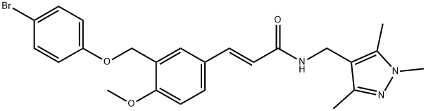 3-{3-[(4-bromophenoxy)methyl]-4-methoxyphenyl}-N-[(1,3,5-trimethyl-1H-pyrazol-4-yl)methyl]acrylamide,1164466-19-6,结构式