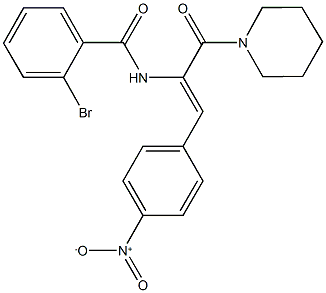 2-bromo-N-[2-{4-nitrophenyl}-1-(1-piperidinylcarbonyl)vinyl]benzamide Structure