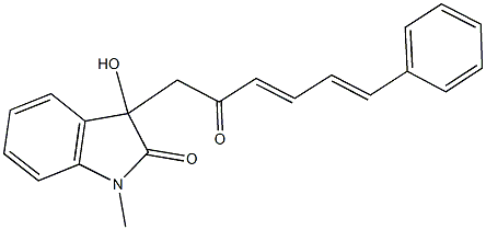 3-hydroxy-1-methyl-3-(2-oxo-6-phenyl-3,5-hexadienyl)-1,3-dihydro-2H-indol-2-one Struktur