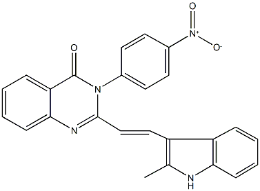 3-{4-nitrophenyl}-2-[2-(2-methyl-1H-indol-3-yl)vinyl]-4(3H)-quinazolinone,1164472-70-1,结构式