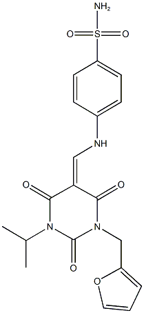4-{[(1-(2-furylmethyl)-3-isopropyl-2,4,6-trioxotetrahydro-5(2H)-pyrimidinylidene)methyl]amino}benzenesulfonamide Struktur