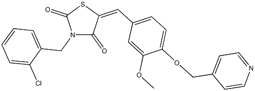 3-(2-chlorobenzyl)-5-[3-methoxy-4-(4-pyridinylmethoxy)benzylidene]-1,3-thiazolidine-2,4-dione 结构式