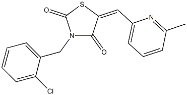 3-(2-chlorobenzyl)-5-[(6-methyl-2-pyridinyl)methylene]-1,3-thiazolidine-2,4-dione,1164473-70-4,结构式