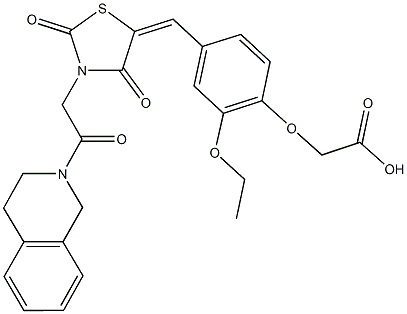 [4-({3-[2-(3,4-dihydro-2(1H)-isoquinolinyl)-2-oxoethyl]-2,4-dioxo-1,3-thiazolidin-5-ylidene}methyl)-2-ethoxyphenoxy]acetic acid 结构式