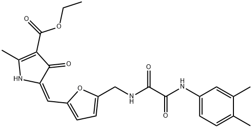 ethyl 5-{[5-({[(3,4-dimethylanilino)(oxo)acetyl]amino}methyl)-2-furyl]methylene}-2-methyl-4-oxo-4,5-dihydro-1H-pyrrole-3-carboxylate Structure