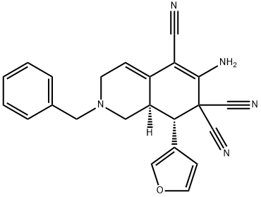 6-amino-2-benzyl-8-(3-furyl)-2,3,8,8a-tetrahydro-5,7,7(1H)-isoquinolinetricarbonitrile Structure