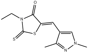 5-[(1,3-dimethyl-1H-pyrazol-4-yl)methylene]-3-ethyl-2-thioxo-1,3-thiazolidin-4-one Structure