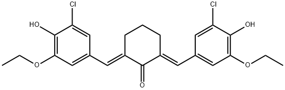 2,6-bis(3-chloro-5-ethoxy-4-hydroxybenzylidene)cyclohexanone Structure