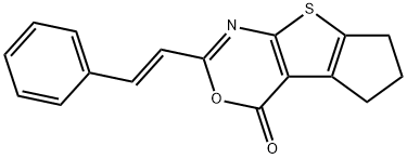 2-(2-phenylvinyl)-6,7-dihydro-4H,5H-cyclopenta[4,5]thieno[2,3-d][1,3]oxazin-4-one,1164482-43-2,结构式