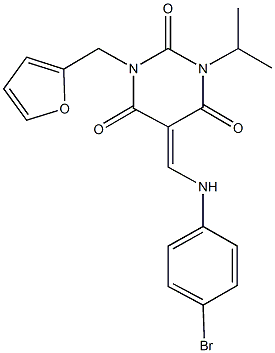5-[(4-bromoanilino)methylene]-1-(2-furylmethyl)-3-isopropyl-2,4,6(1H,3H,5H)-pyrimidinetrione Struktur