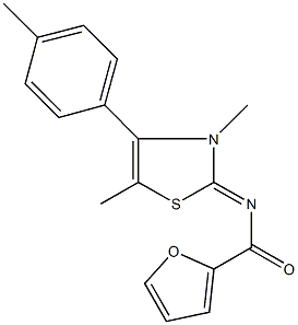 N-(3,5-dimethyl-4-(4-methylphenyl)-1,3-thiazol-2(3H)-ylidene)-2-furamide Struktur