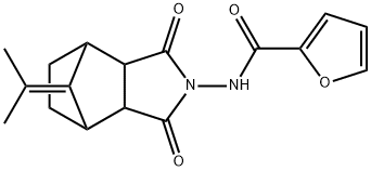 N-[10-(1-methylethylidene)-3,5-dioxo-4-azatricyclo[5.2.1.0~2,6~]dec-4-yl]-2-furamide Struktur