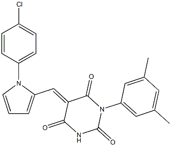 5-{[1-(4-chlorophenyl)-1H-pyrrol-2-yl]methylene}-1-(3,5-dimethylphenyl)-2,4,6(1H,3H,5H)-pyrimidinetrione Struktur