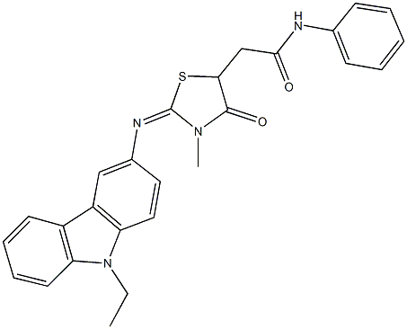 2-{2-[(9-ethyl-9H-carbazol-3-yl)imino]-3-methyl-4-oxo-1,3-thiazolidin-5-yl}-N-phenylacetamide Structure