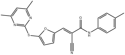 2-cyano-3-{5-[(4,6-dimethyl-2-pyrimidinyl)sulfanyl]-2-furyl}-N-(4-methylphenyl)acrylamide,1164487-51-7,结构式