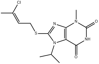 8-[(3-chloro-2-butenyl)sulfanyl]-7-isopropyl-3-methyl-3,7-dihydro-1H-purine-2,6-dione,1164489-22-8,结构式