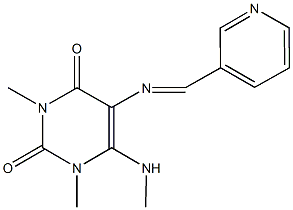 1,3-dimethyl-6-(methylamino)-5-[(3-pyridinylmethylene)amino]-2,4(1H,3H)-pyrimidinedione,1164492-21-0,结构式