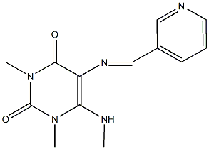 1,3-dimethyl-6-(methylamino)-5-[(3-pyridinylmethylene)amino]-2,4(1H,3H)-pyrimidinedione Structure