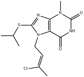 7-(3-chloro-2-butenyl)-8-(isopropylsulfanyl)-3-methyl-3,7-dihydro-1H-purine-2,6-dione Struktur