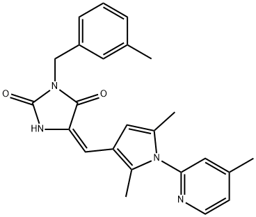 5-{[2,5-dimethyl-1-(4-methyl-2-pyridinyl)-1H-pyrrol-3-yl]methylene}-3-(3-methylbenzyl)-2,4-imidazolidinedione Structure