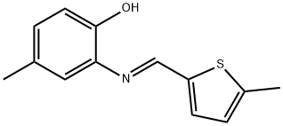 4-methyl-2-{[(5-methyl-2-thienyl)methylene]amino}phenol,1164499-02-8,结构式