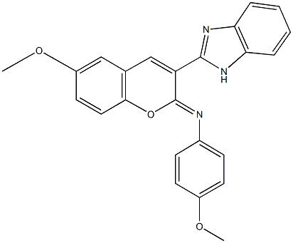 N-[3-(1H-benzimidazol-2-yl)-6-methoxy-2H-chromen-2-ylidene]-N-(4-methoxyphenyl)amine 结构式