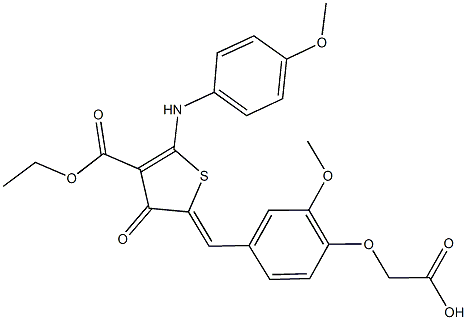 {4-[(4-(ethoxycarbonyl)-5-(4-methoxyanilino)-3-oxo-2(3H)-thienylidene)methyl]-2-methoxyphenoxy}acetic acid Structure