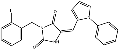 3-(2-fluorobenzyl)-5-[(1-phenyl-1H-pyrrol-2-yl)methylene]-2,4-imidazolidinedione Struktur