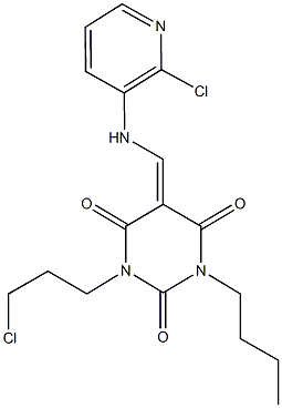 1-butyl-3-(3-chloropropyl)-5-{[(2-chloro-3-pyridinyl)amino]methylene}-2,4,6(1H,3H,5H)-pyrimidinetrione Structure