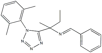 N-benzylidene-N-{1-[1-(2,6-dimethylphenyl)-1H-tetraazol-5-yl]-1-methylpropyl}amine Structure