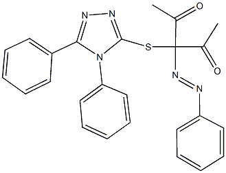 3-[(4,5-diphenyl-4H-1,2,4-triazol-3-yl)sulfanyl]-3-(phenyldiazenyl)-2,4-pentanedione 结构式