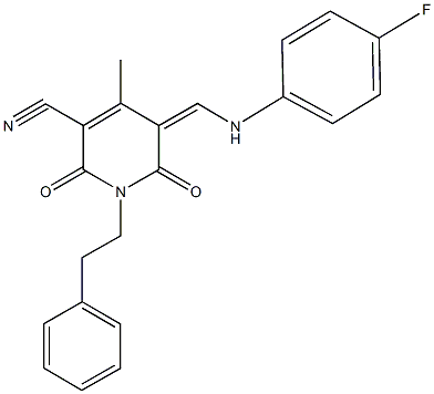 1164509-17-4 5-[(4-fluoroanilino)methylene]-4-methyl-2,6-dioxo-1-(2-phenylethyl)-1,2,5,6-tetrahydro-3-pyridinecarbonitrile