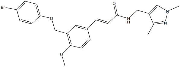 3-{3-[(4-bromophenoxy)methyl]-4-methoxyphenyl}-N-[(1,3-dimethyl-1H-pyrazol-4-yl)methyl]acrylamide Structure