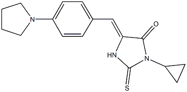 3-cyclopropyl-5-[4-(1-pyrrolidinyl)benzylidene]-2-thioxo-4-imidazolidinone 结构式