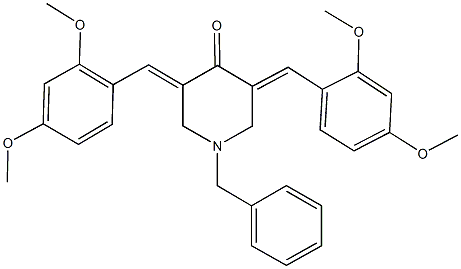 1-benzyl-3,5-bis(2,4-dimethoxybenzylidene)-4-piperidinone Structure