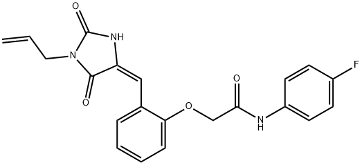 2-{2-[(1-allyl-2,5-dioxo-4-imidazolidinylidene)methyl]phenoxy}-N-(4-fluorophenyl)acetamide Structure