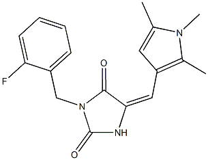 3-(2-fluorobenzyl)-5-[(1,2,5-trimethyl-1H-pyrrol-3-yl)methylene]-2,4-imidazolidinedione Struktur