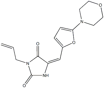 3-allyl-5-{[5-(4-morpholinyl)-2-furyl]methylene}-2,4-imidazolidinedione Struktur