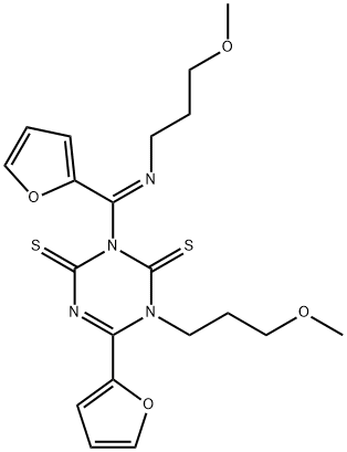 6-(2-furyl)-3-{2-furyl[(3-methoxypropyl)imino]methyl}-1-(3-methoxypropyl)-1,3,5-triazine-2,4(1H,3H)-dithione,1164524-73-5,结构式