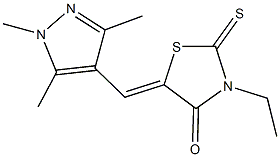 3-ethyl-2-thioxo-5-[(1,3,5-trimethyl-1H-pyrazol-4-yl)methylene]-1,3-thiazolidin-4-one Struktur