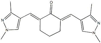 2,6-bis[(1,3-dimethyl-1H-pyrazol-4-yl)methylene]cyclohexanone 化学構造式